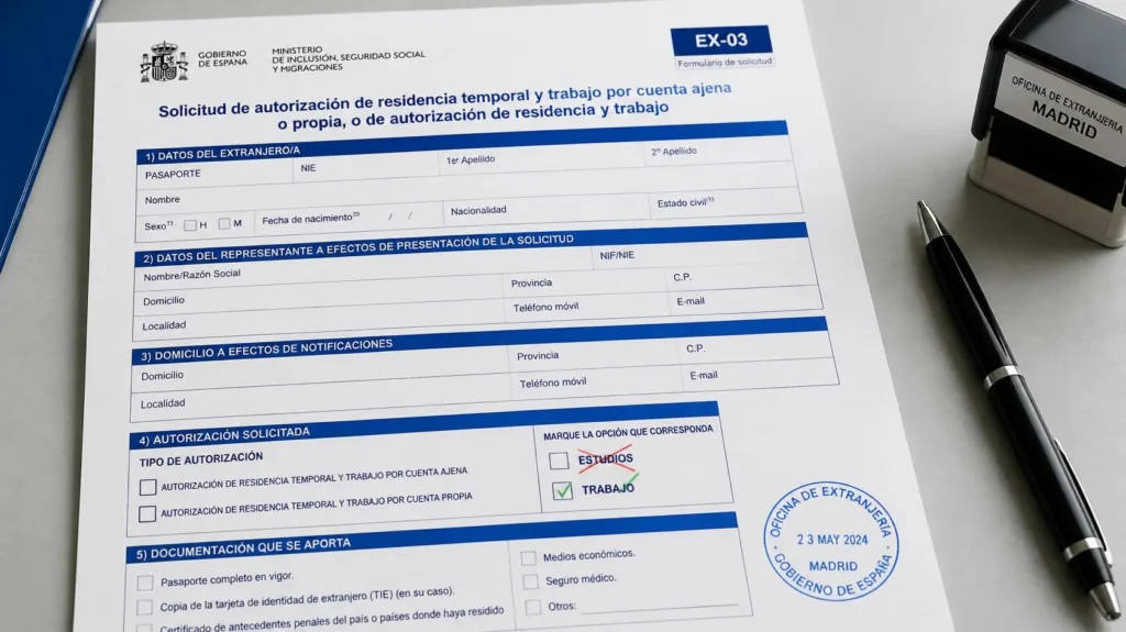 Modificar estancia por estudios a residencia y trabajo en España en 2026