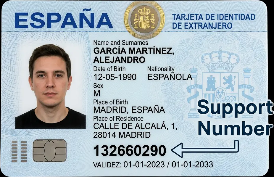 Número de soporte en la TIE, NIE verde y documentos de extranjería qué es y dónde encontrarlo
