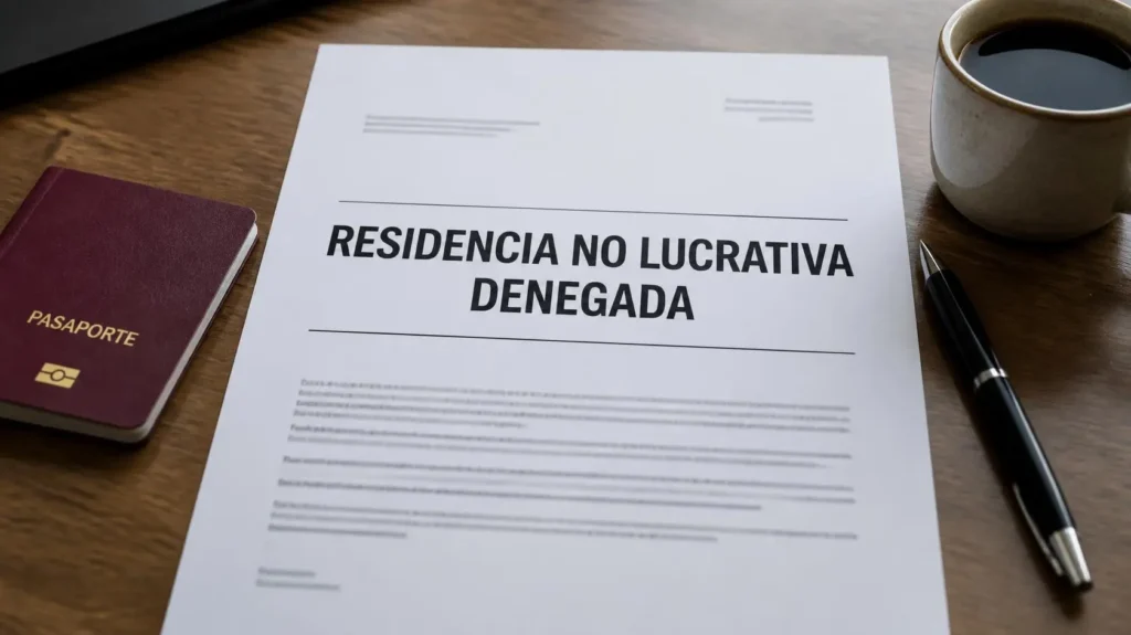 Residencia no lucrativa denegada seguro, medios económicos y banco
